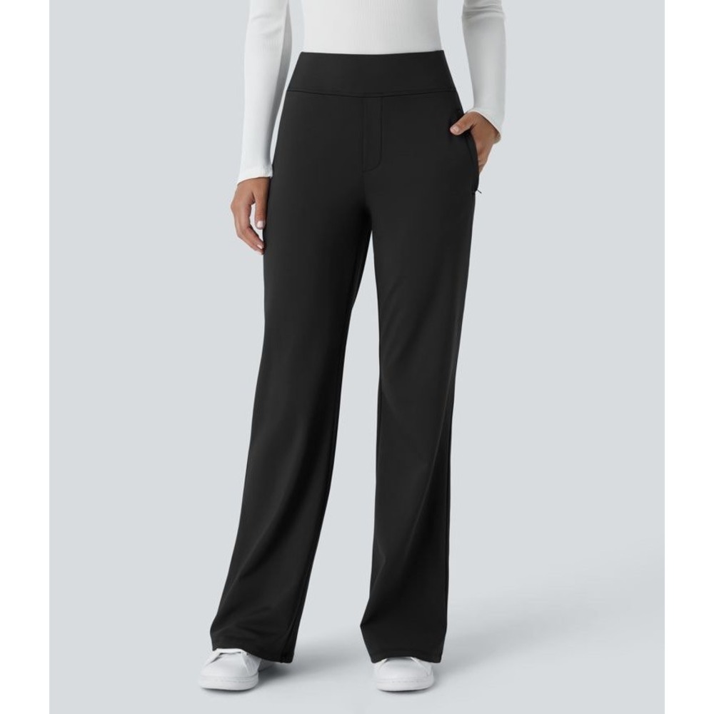 Halara Flex DayStretch Mid Rise Pocket Work Flare Pants Black PL Business Casual